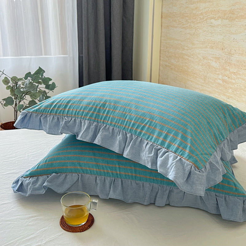 Washed Cotton Lace Pillowcase - Elegant Bedding Cover for Home Decor
