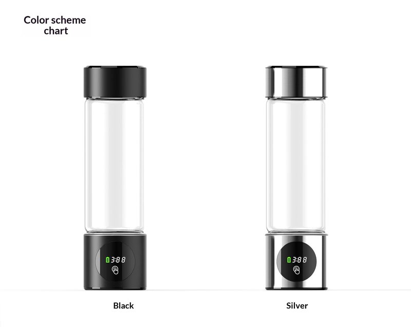 Hydrogen Water Bottle 460ml with LED DisplPEM Electrolysis Technology - High-Concentration Hydrogen Rich Water Maker