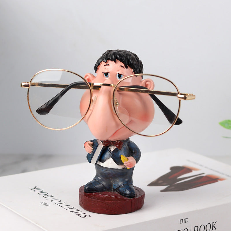 Creative Eyeglass Holder Figurine - Teacher Style Resin Eyewear Stand