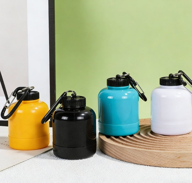 Portable Protein Powder Dispenser with Carabiner and Funnel - 200ml Capacity