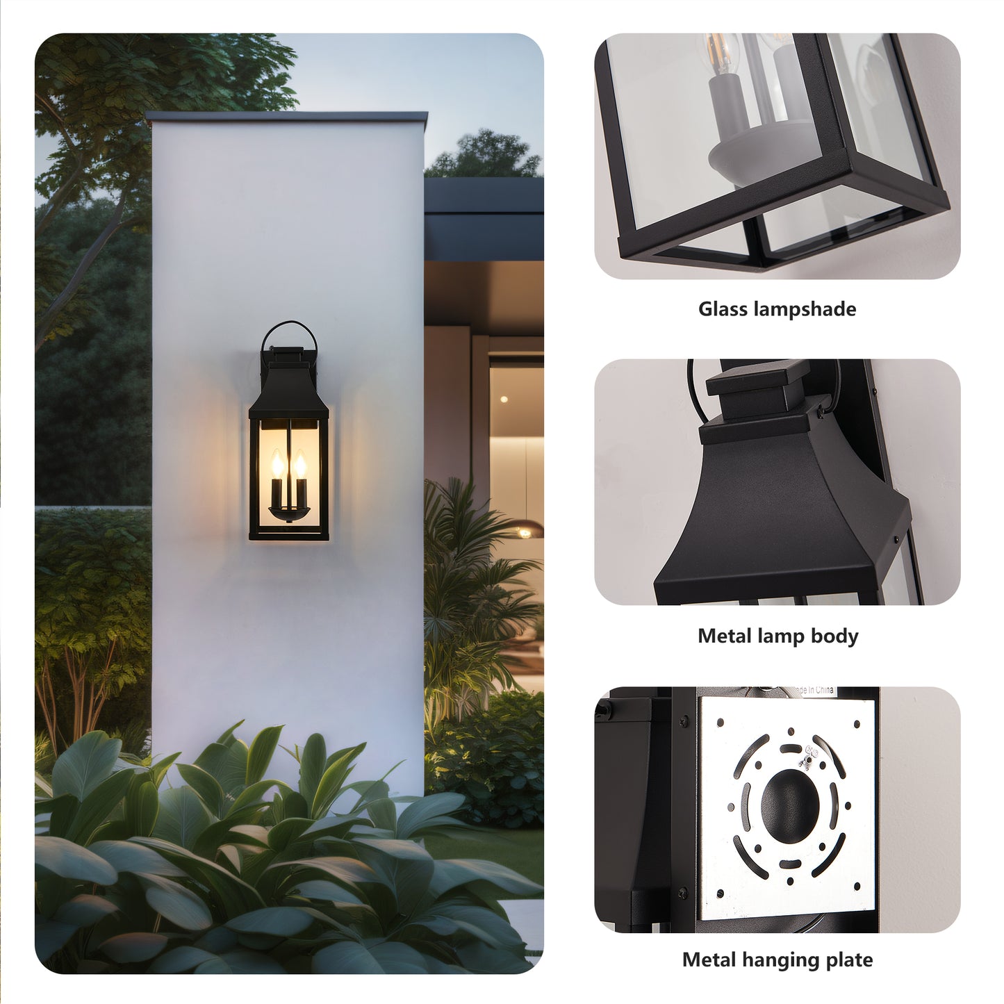 20-Inch Black LED Outdoor Wall Light with Dusk to Dawn Sensor - Waterproof Porch Sconce