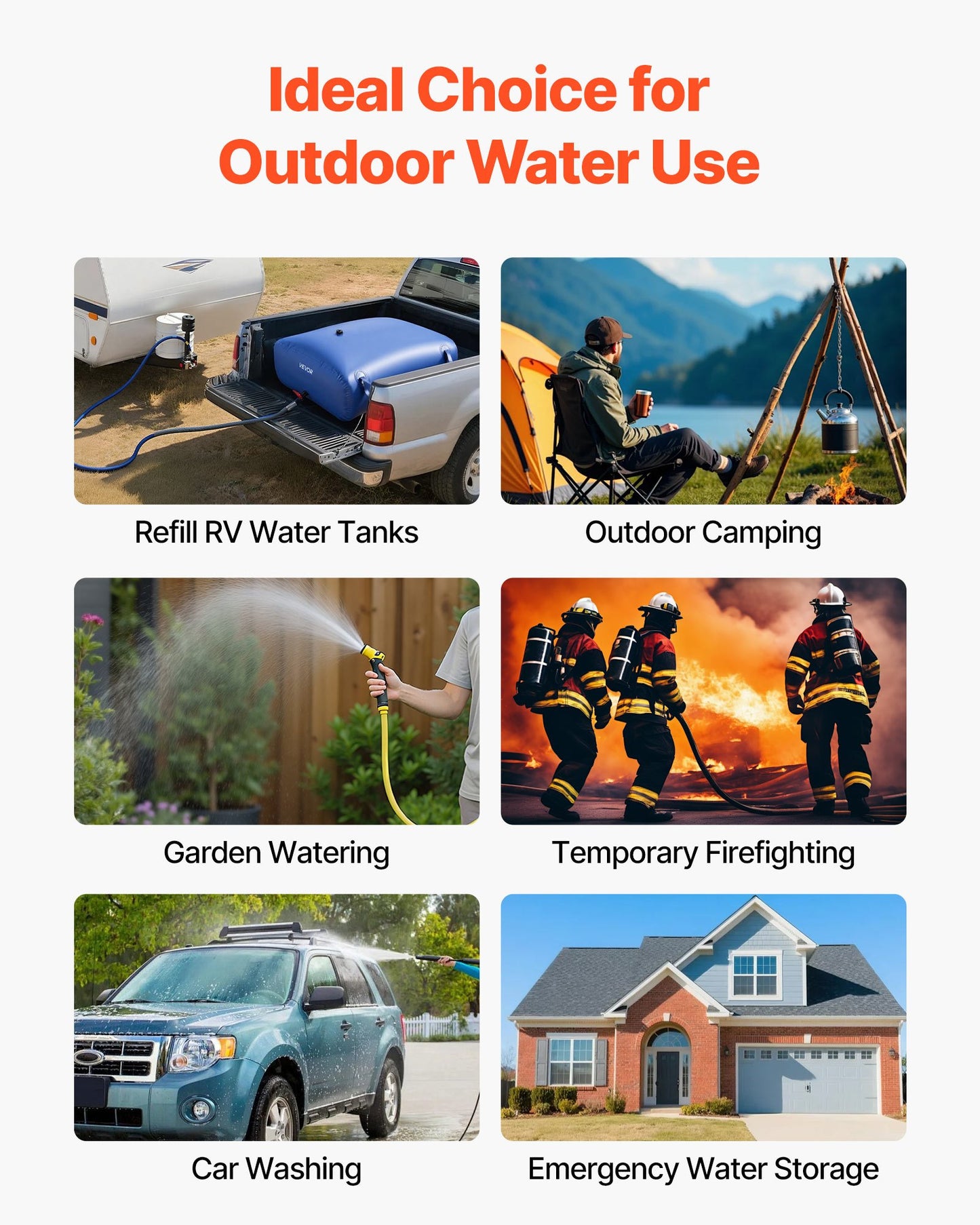 87.2 Gal Collapsible Water Storage Bladder with Leakproof PVC for Camping RV Garden Irrigation