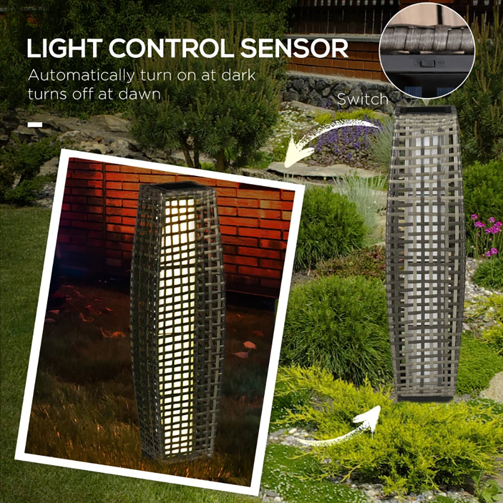 Gray Solar Floor Lamp Outdoor Waterproof Pathway Light Garden Lantern