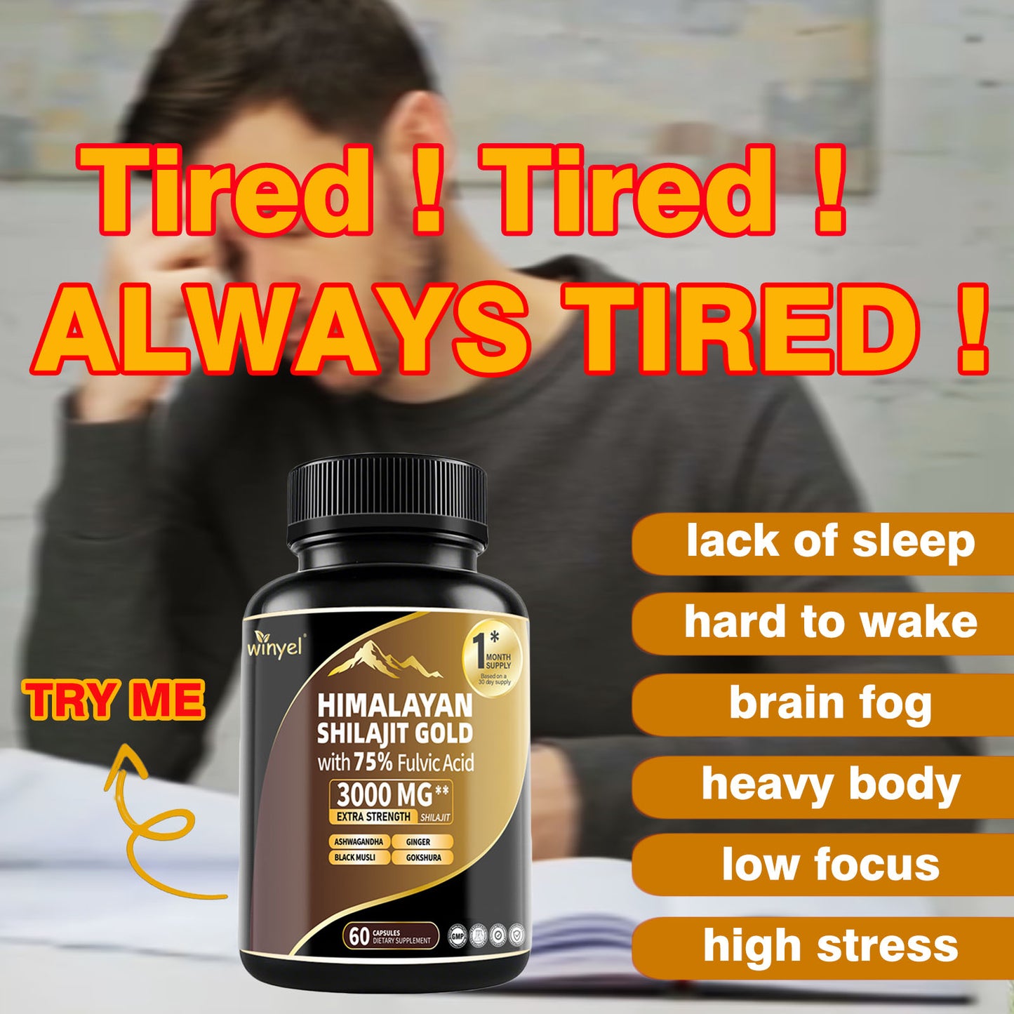 Himalayan Shilajit Capsules with Ashwagandha & Gokshura - 60 Capsules