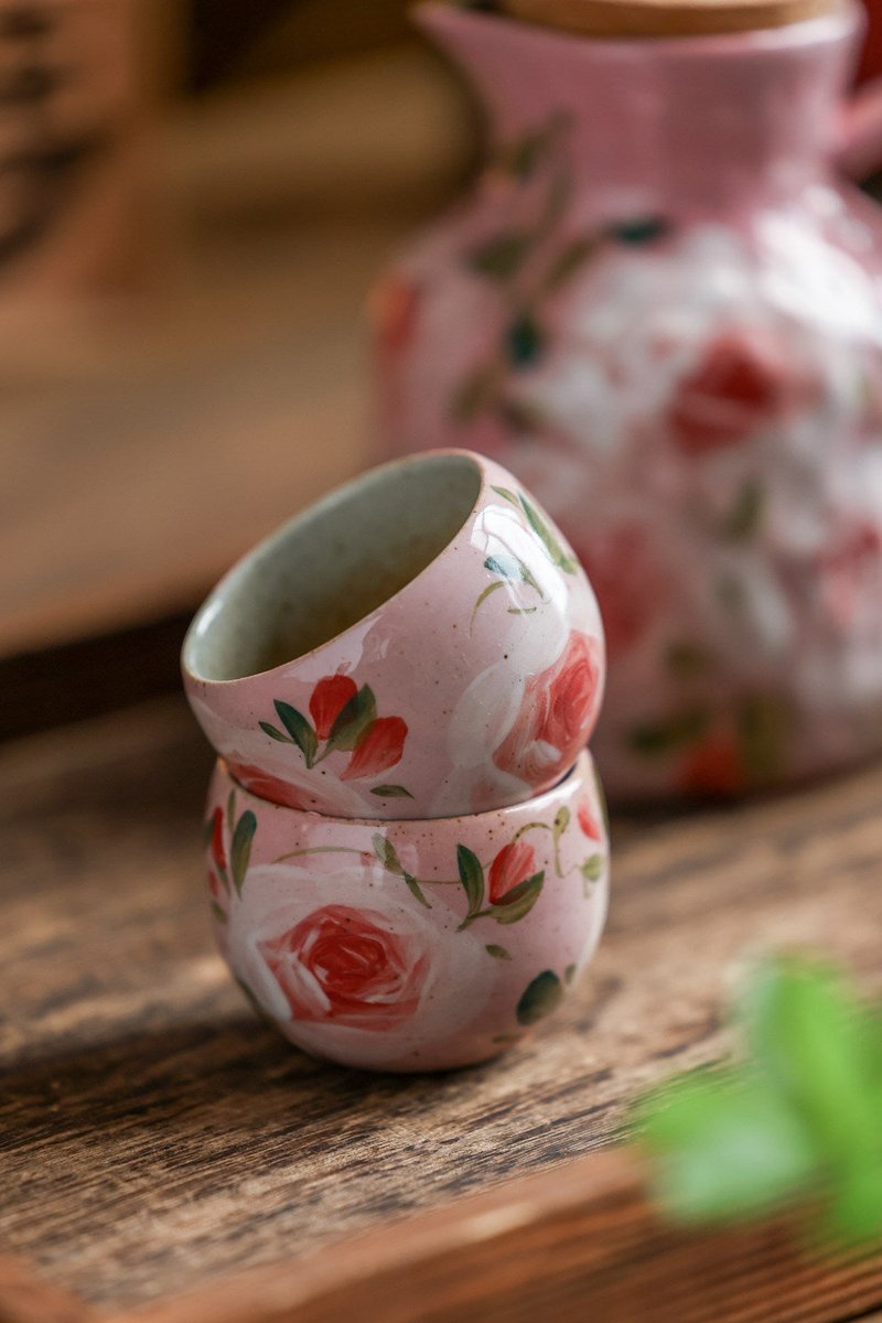 Ceramic Tea Set Handmade with Water Pitcher, Bowl & Cups – Kitchen Tableware