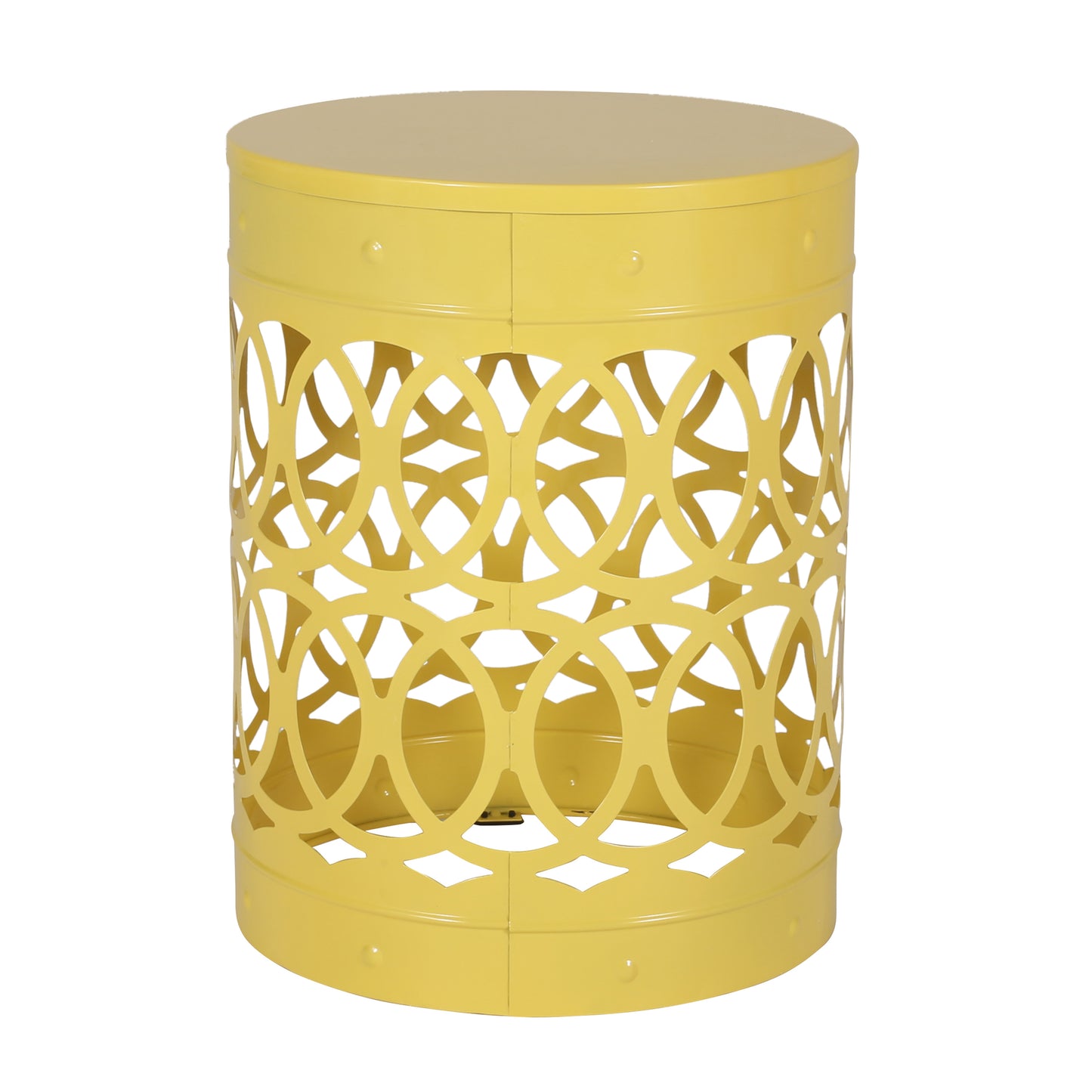 Large Yellow Outdoor Metal End Table - Durable Iron Design
