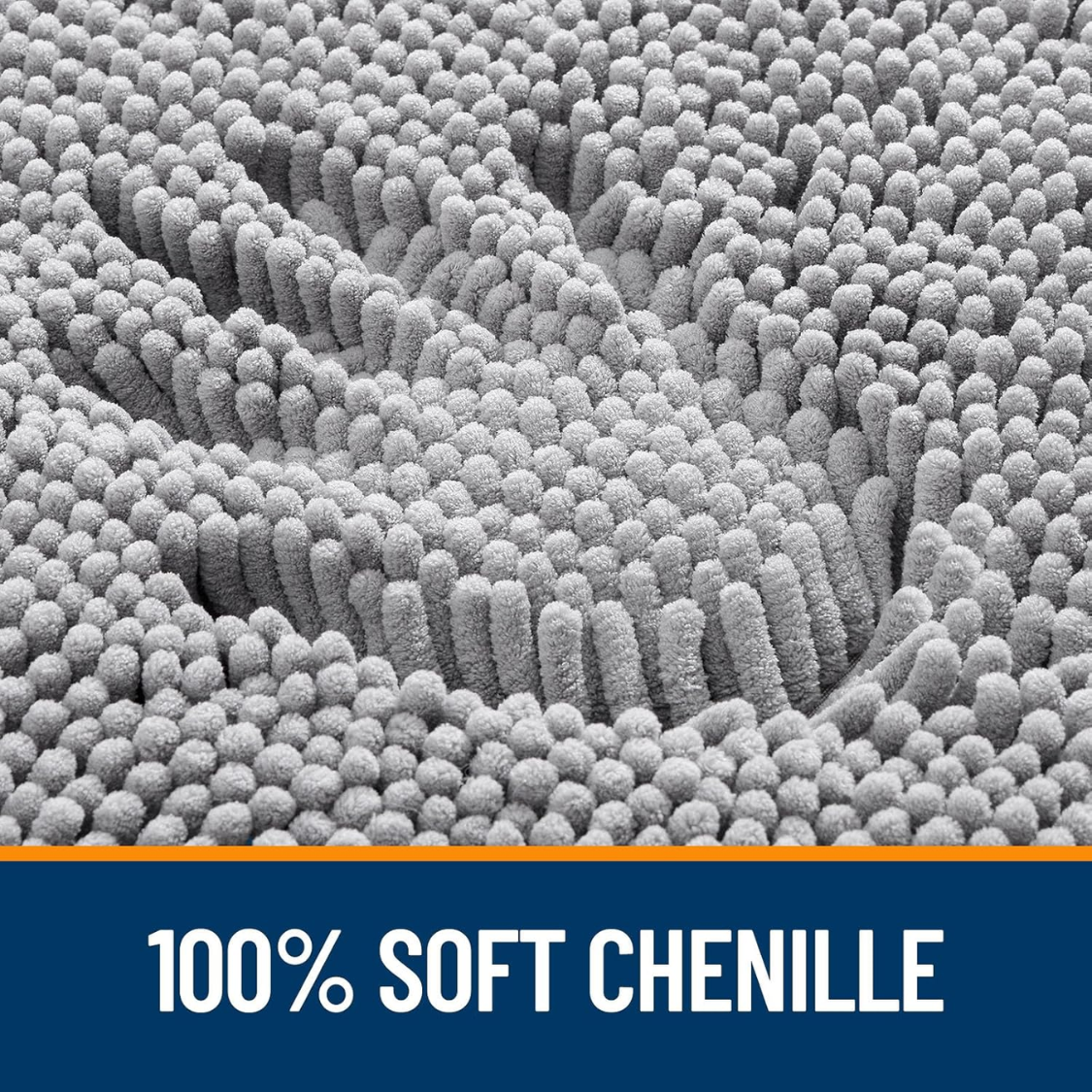 Extra Soft Chenille Bath Rug - Quick Dry, Machine Washable, Grey