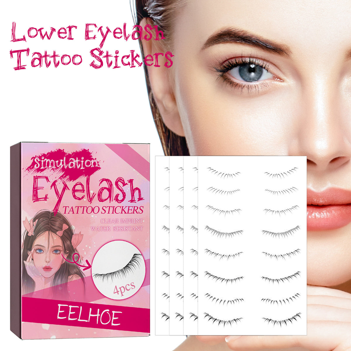 Personalized Eyelash Stickers Set - 4PCS Cosmetic Lash Accessories