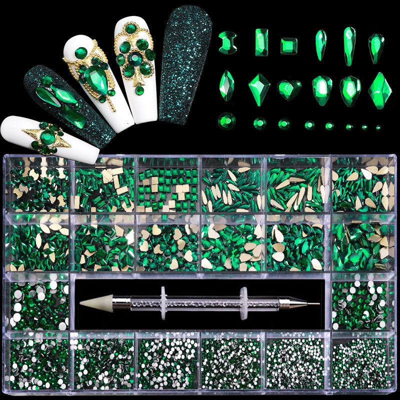 Nail Art Drill Kit with Glass Diamond Organizer Box