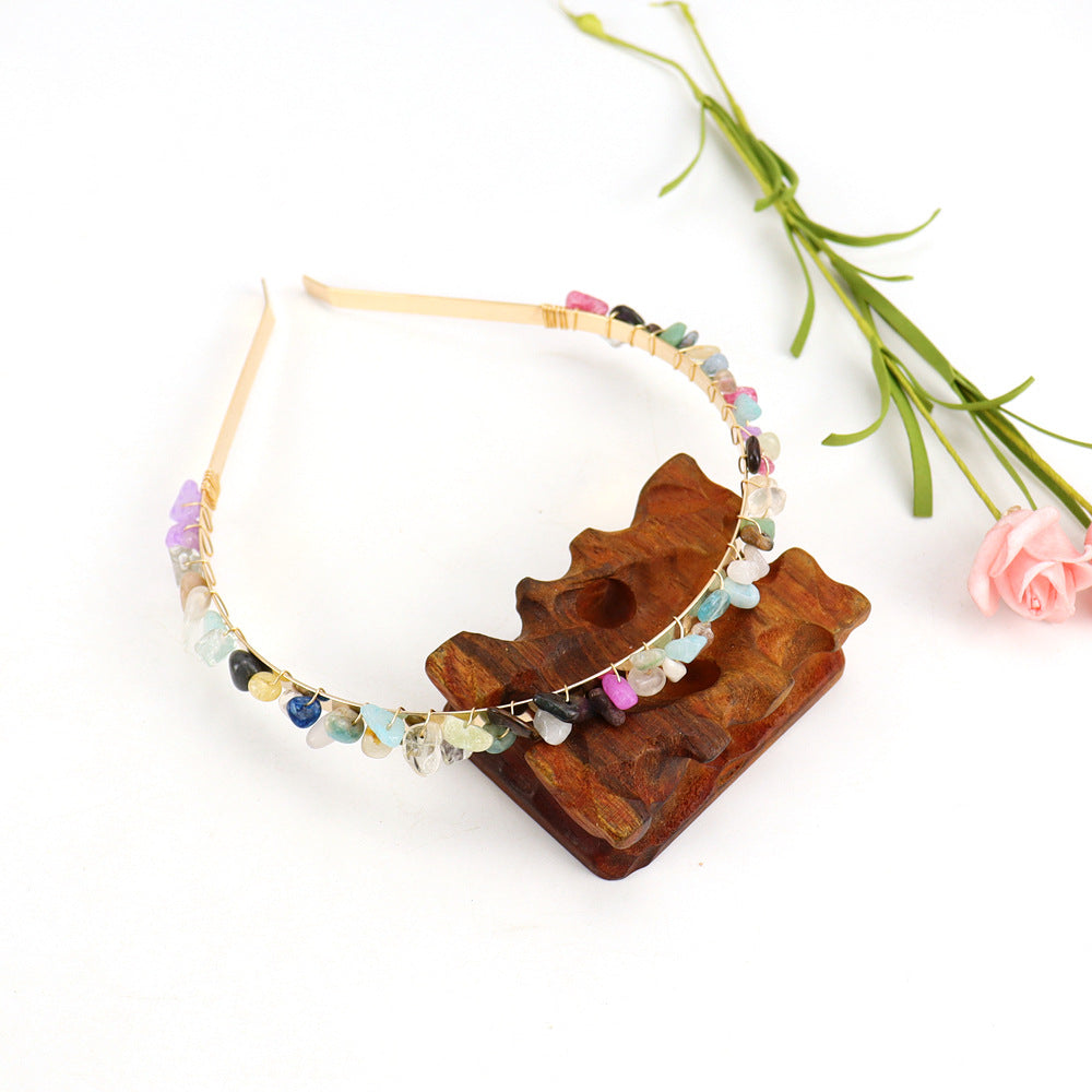 Crystal Natural Stone Headband - 6cm Wide
