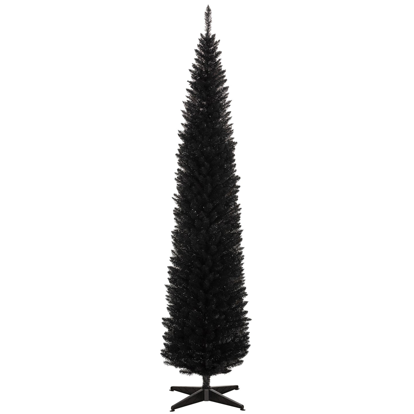 8' Slim Artificial Pencil Christmas Tree with 618 Branch Tips - Black