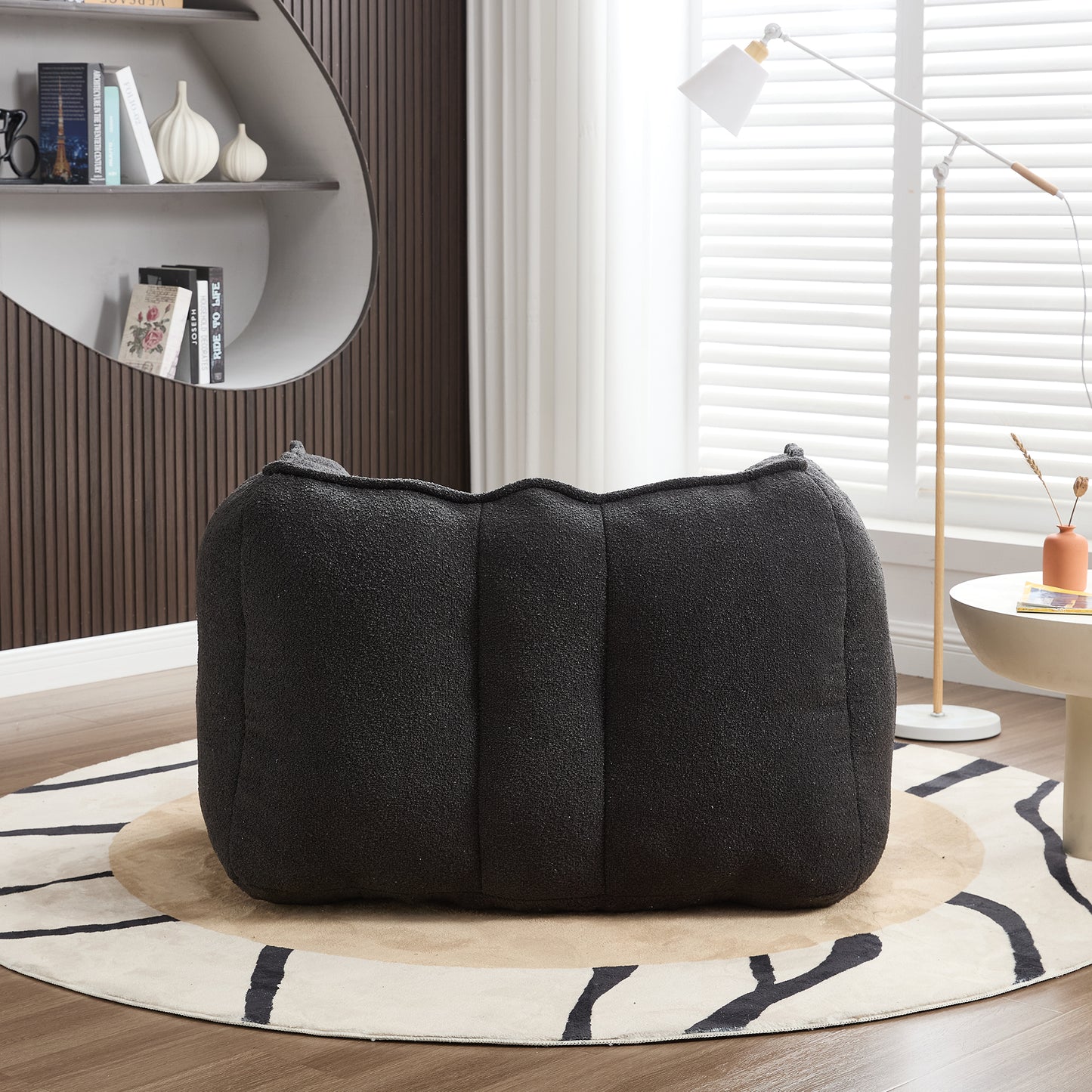 Soft Black Bean Bag Chair with High Resilient Foam for Adults