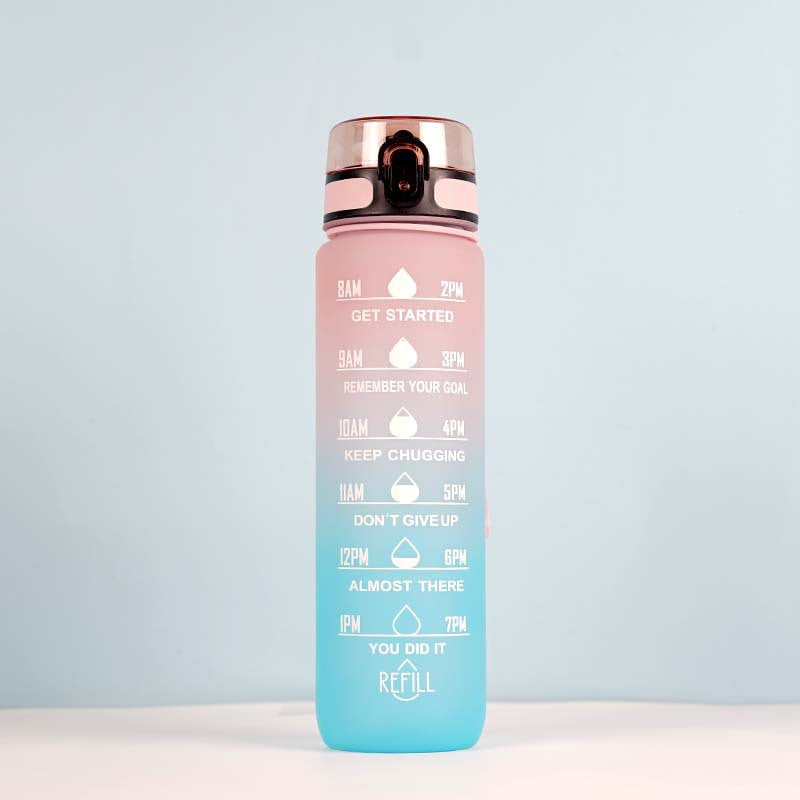 Large Capacity Sports Water Bottle - Gradient Cup with Lanyard 1000ml