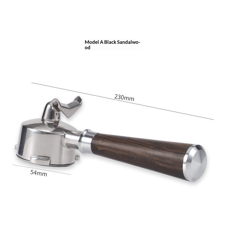 Stainless Steel Coffee Machine Dual-Spout Handle - Solid Wood Finish