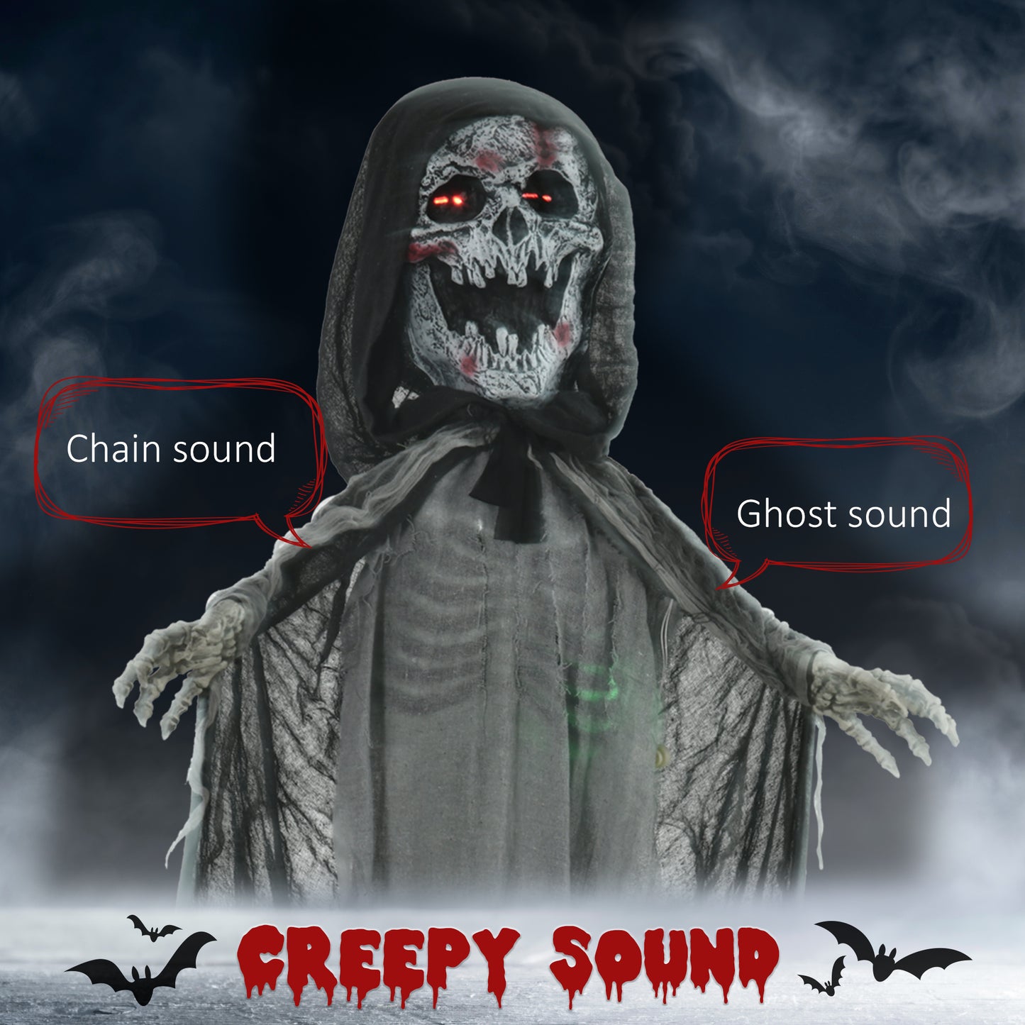 74" Life Size Animated Halloween Skeleton Witch Prop with Sound & Motion