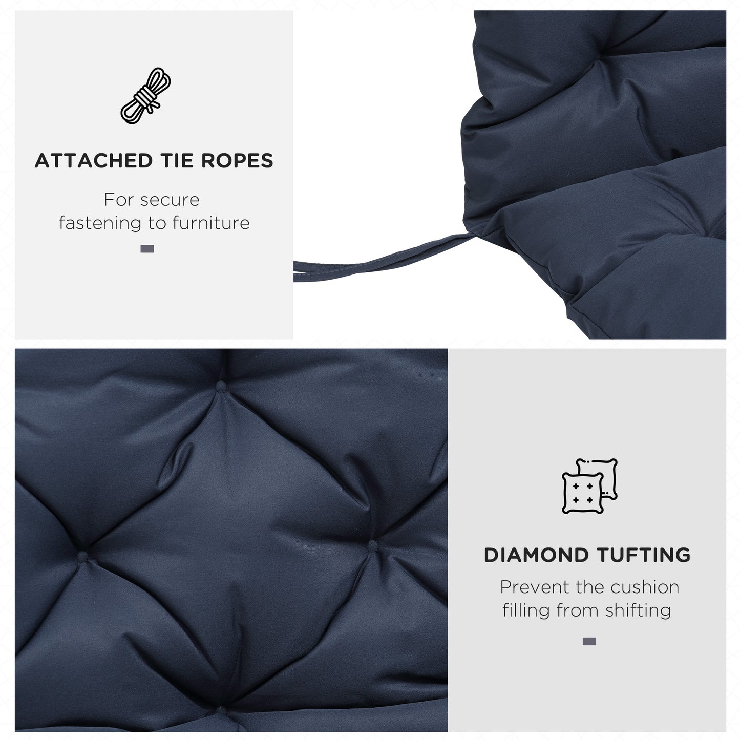 59" x 38" Tufted Outdoor Bench Cushion - Dark Blue