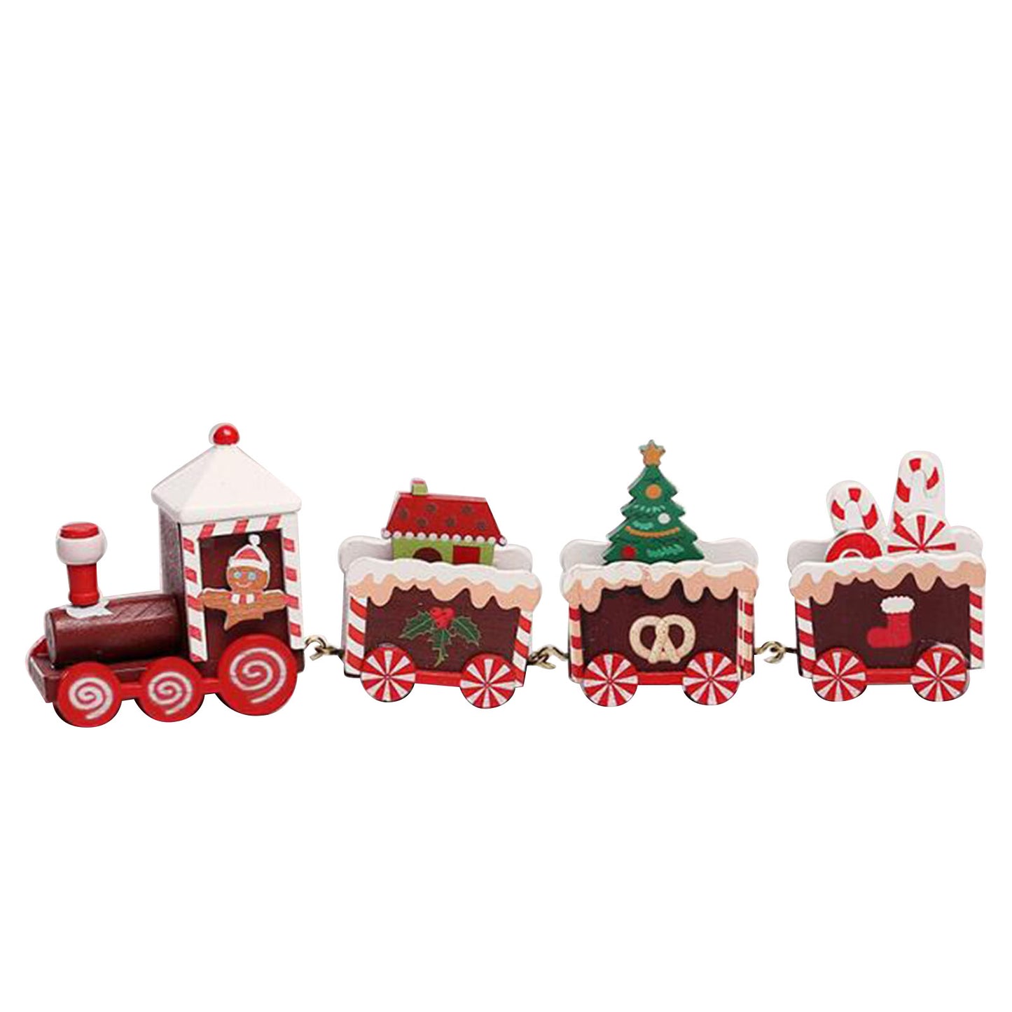 Festive Wooden Xmas Train Ornament for Holiday Decor