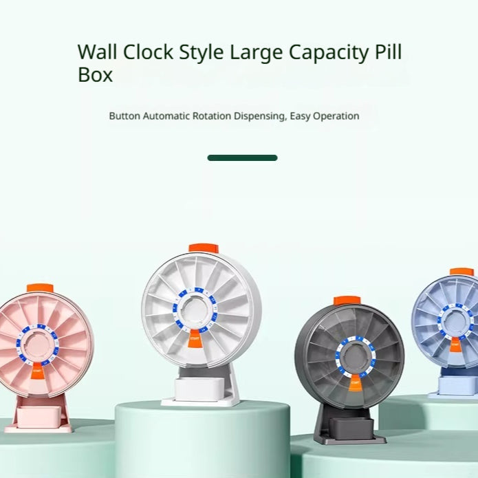 Wall-Mounted Weekly Pill Dispenser Auto Storage Box with Compartments