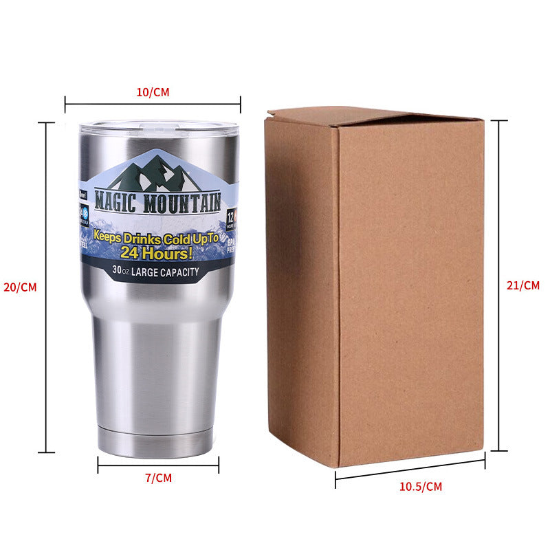 Large Capacity Stainless Steel Travel Insulated Car Mug with Straw & Brush