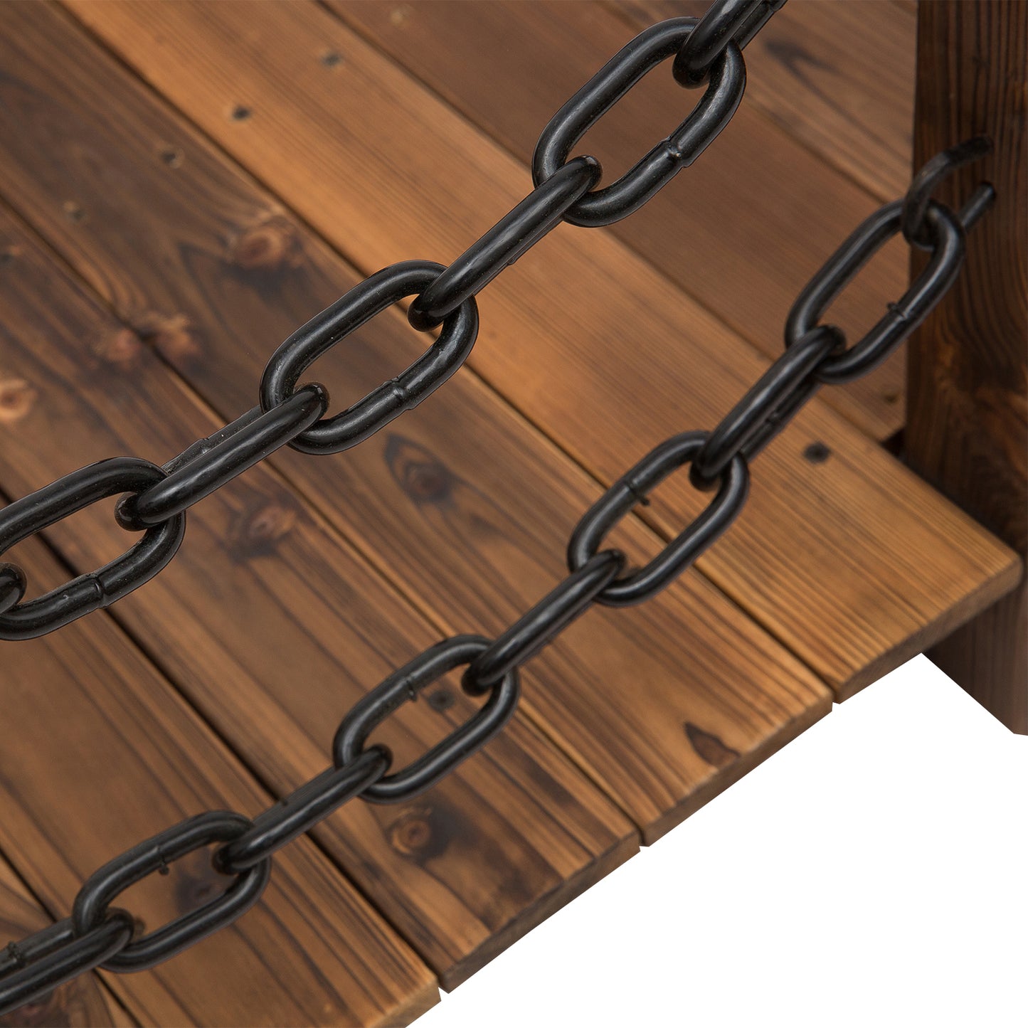 5 ft Wooden Garden Bridge with Metal Chain Railings - Solid Fir Construction