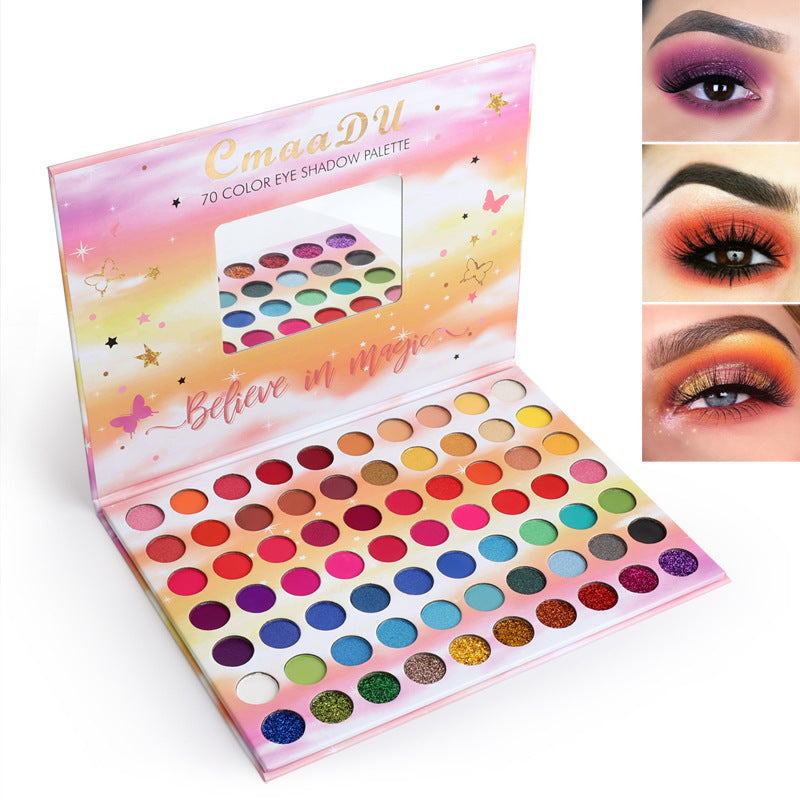 Colorful Waterproof Eyeshadow Palette with Glitter & Matte Finishes - 70 Shades