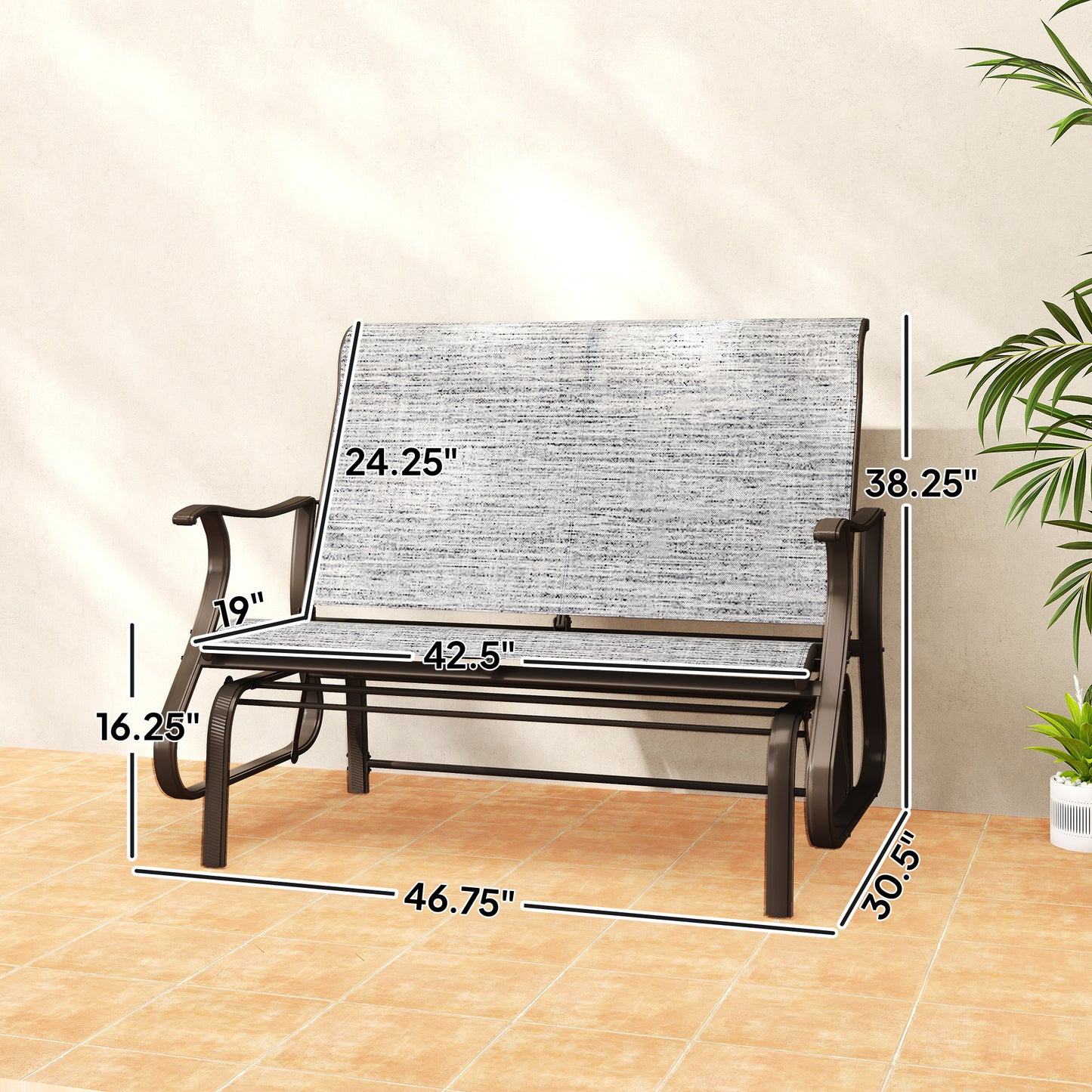 2-Person Patio Glider Bench with Steel Frame - Mixed Gray