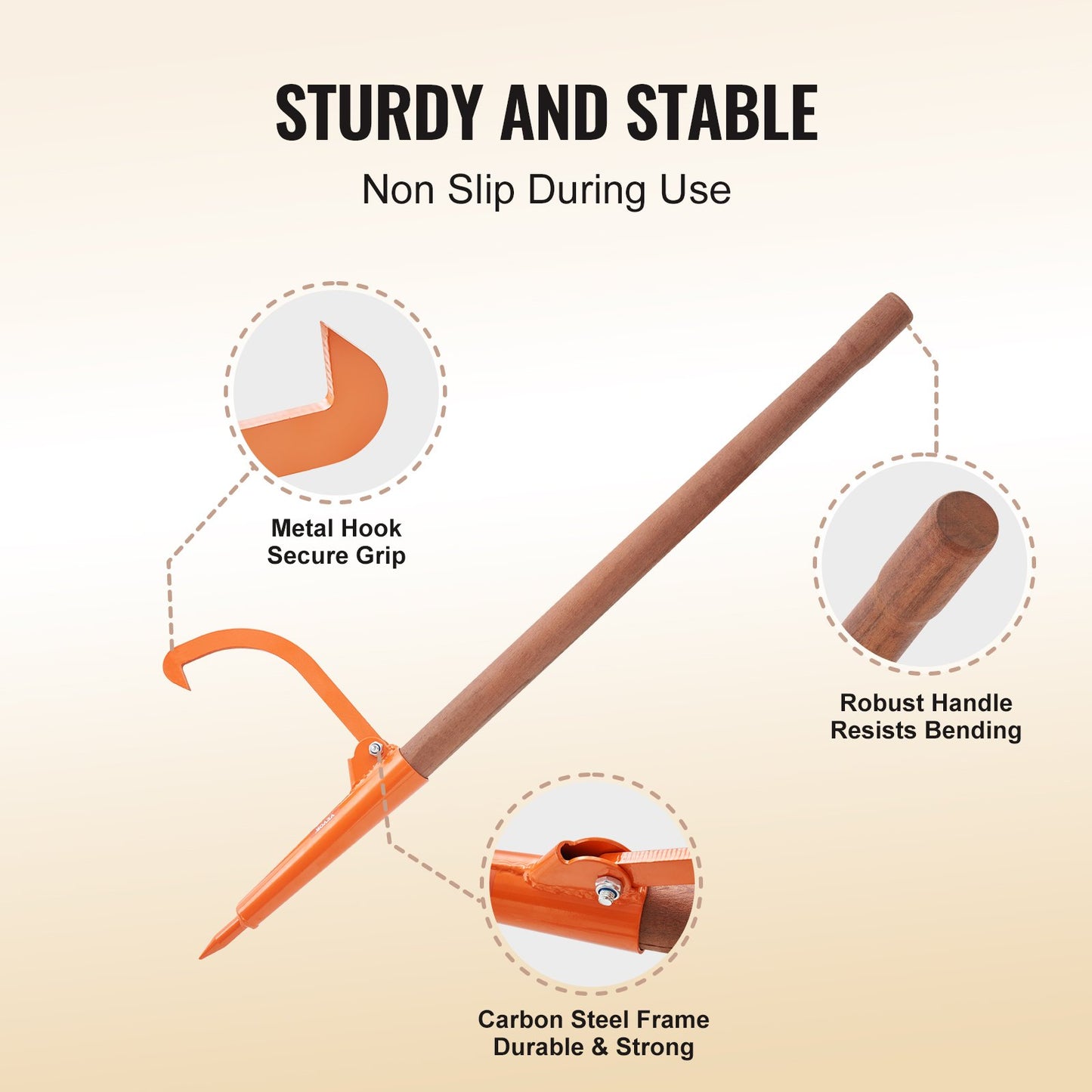 Wooden Handle Log Lifter with 18-Inch Log Opening - Garden Log Roller Tool