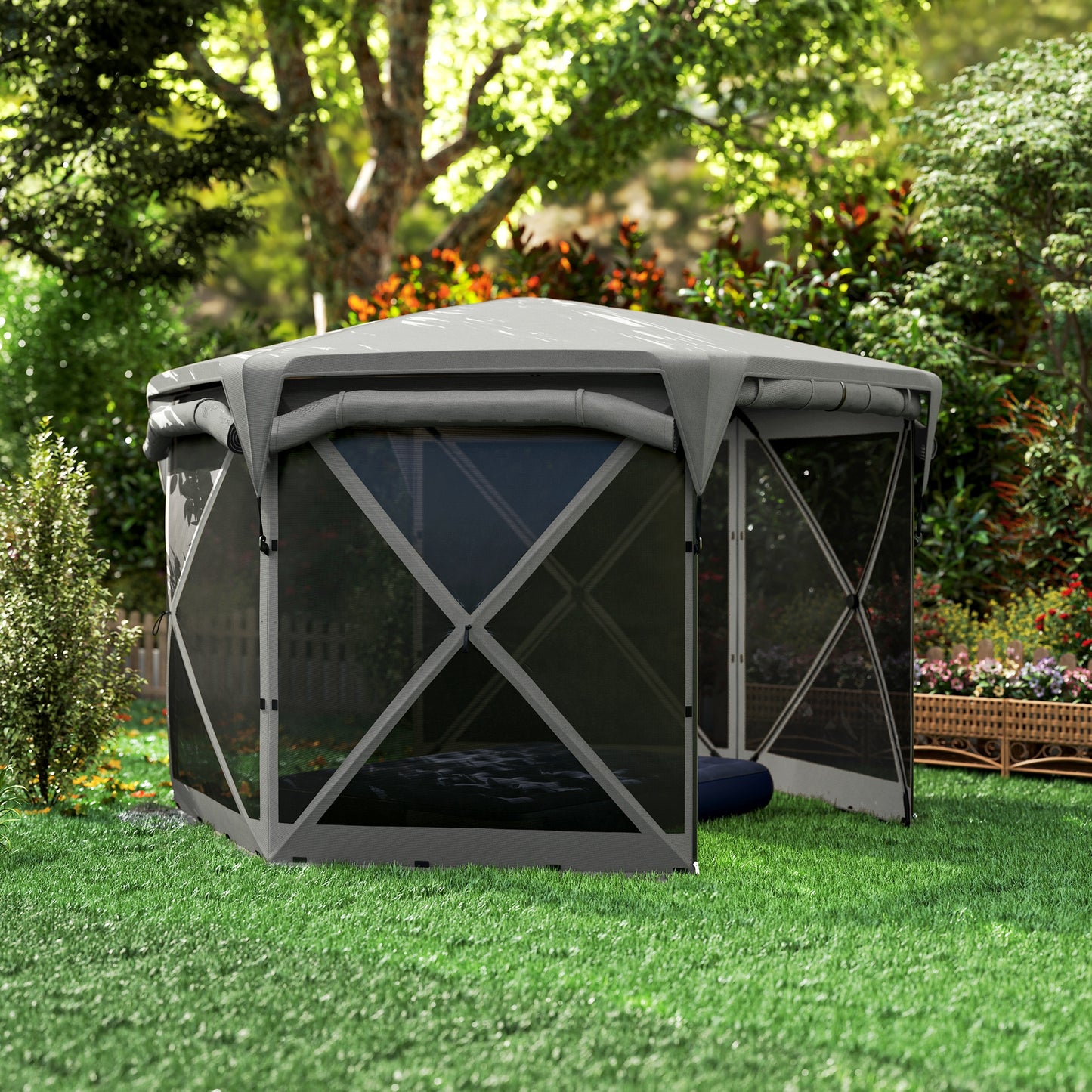 11x11ft Pop-Up Gazebo Screen Tent with Removable Roof - Dark Gray