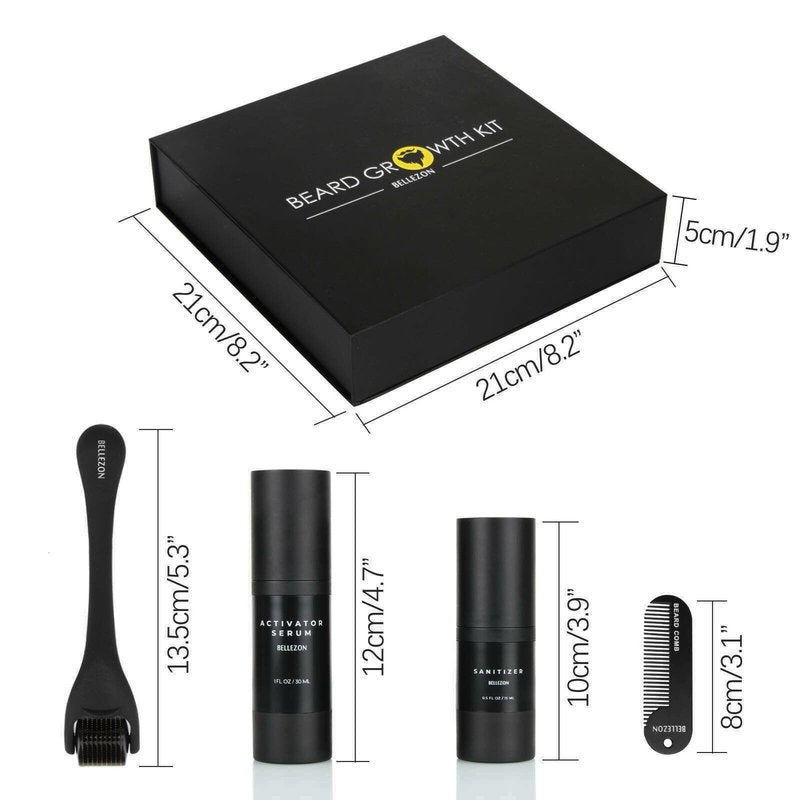 Beard Growth Liquid Care Kit with Micro-Needle Roller and Essence