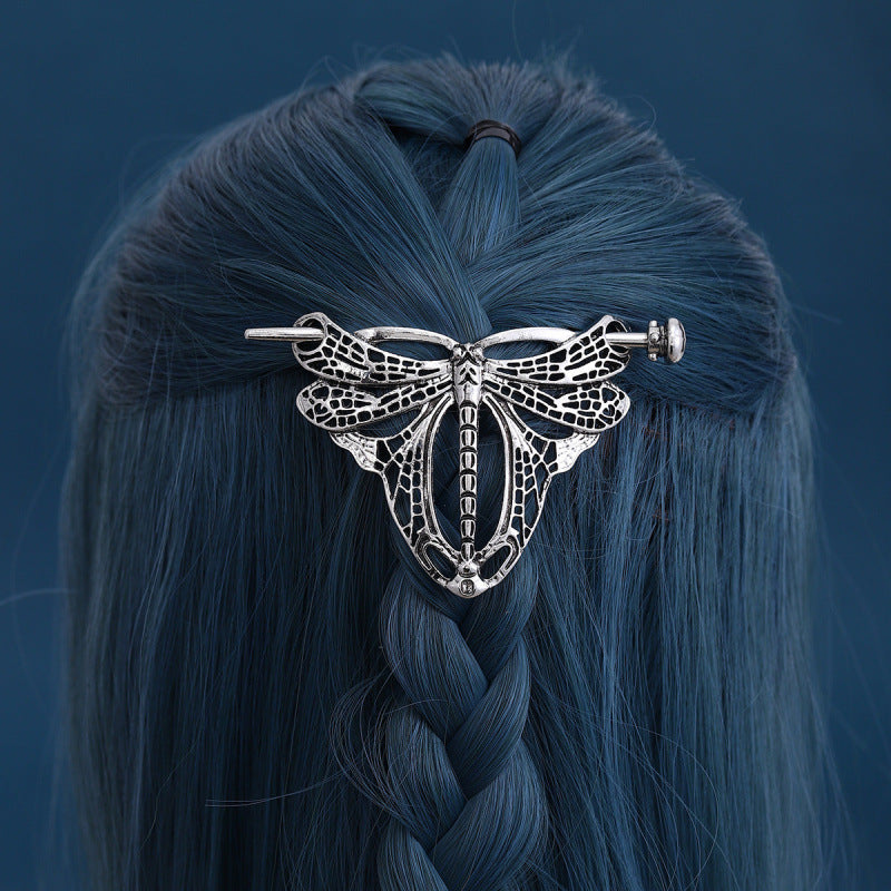 Retro Dragonfly Hairpin - Silver Alloy Hair Stick