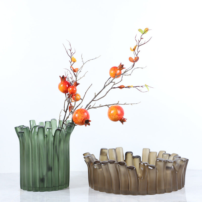Modern Minimalist Resin Vase & Fruit Plate Set - Transparent Home Decor
