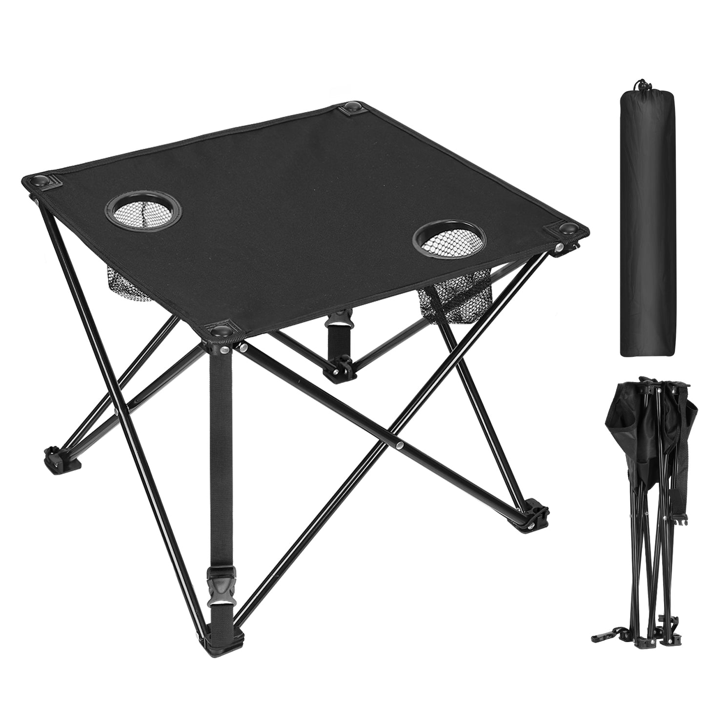 Portable Folding Camping Table with Cup Holders - Multiple Colors & Sets