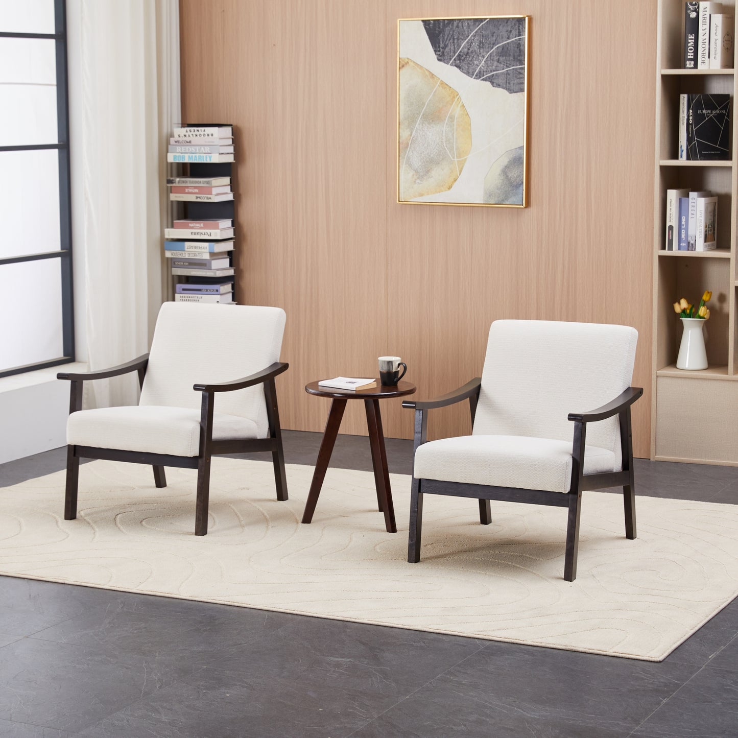 Medieval-Inspired High Back Armchair - Ancient White Upholstered