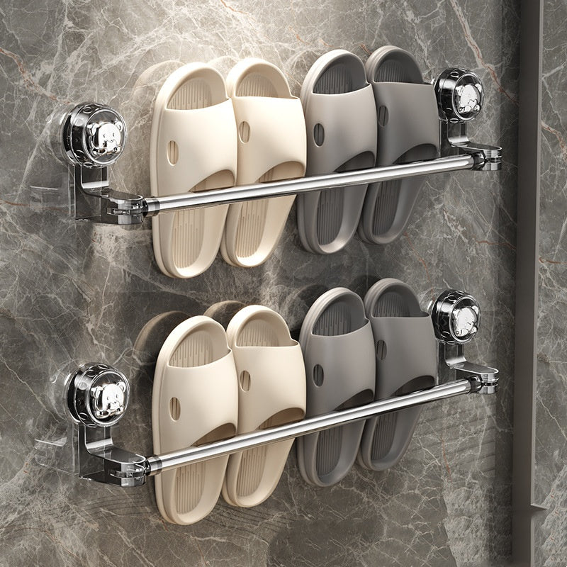 Wall-Mounted Bathroom Slipper Rack No Drilling Needed Storage