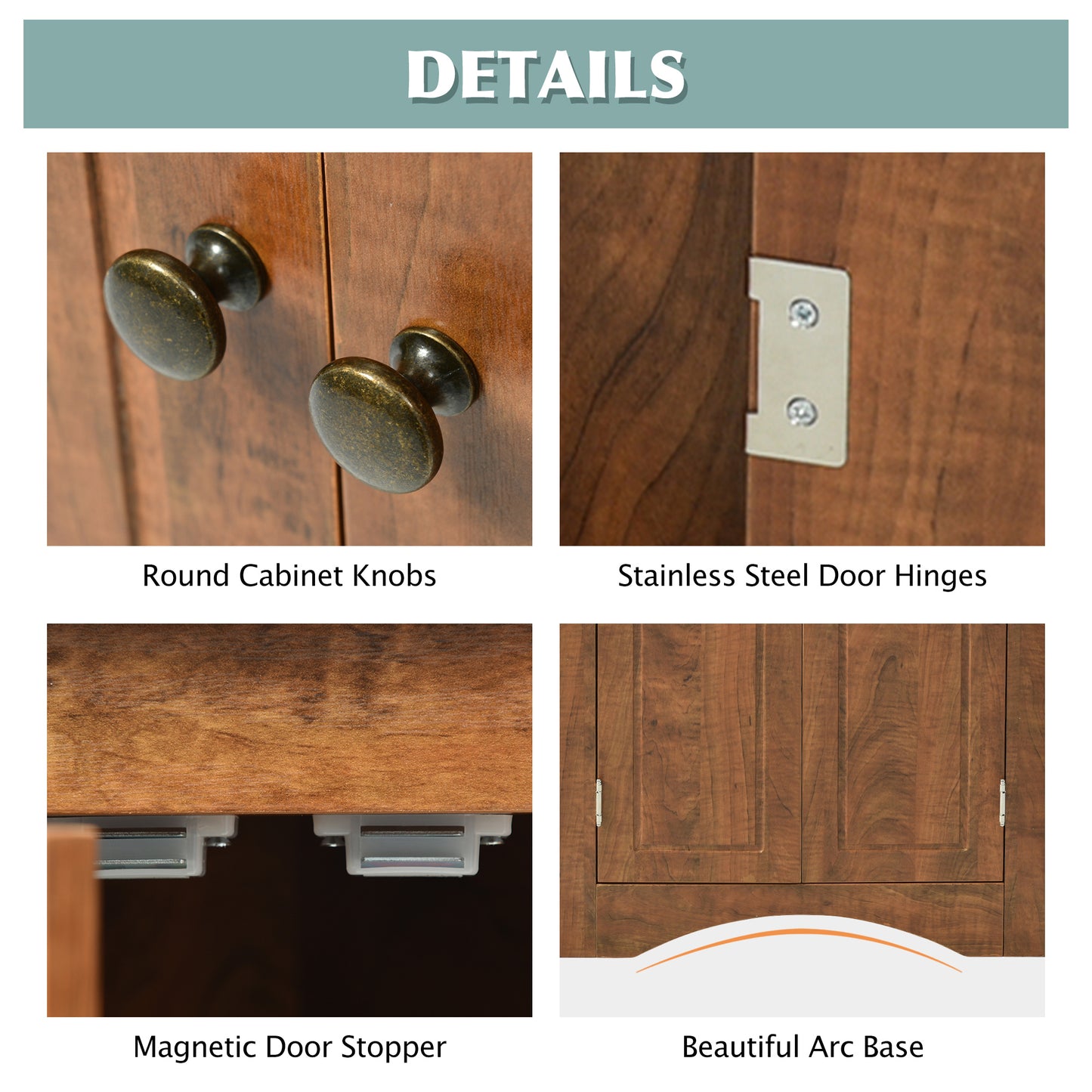 Brown Triangle Bathroom Storage Cabinet with Adjustable Shelves