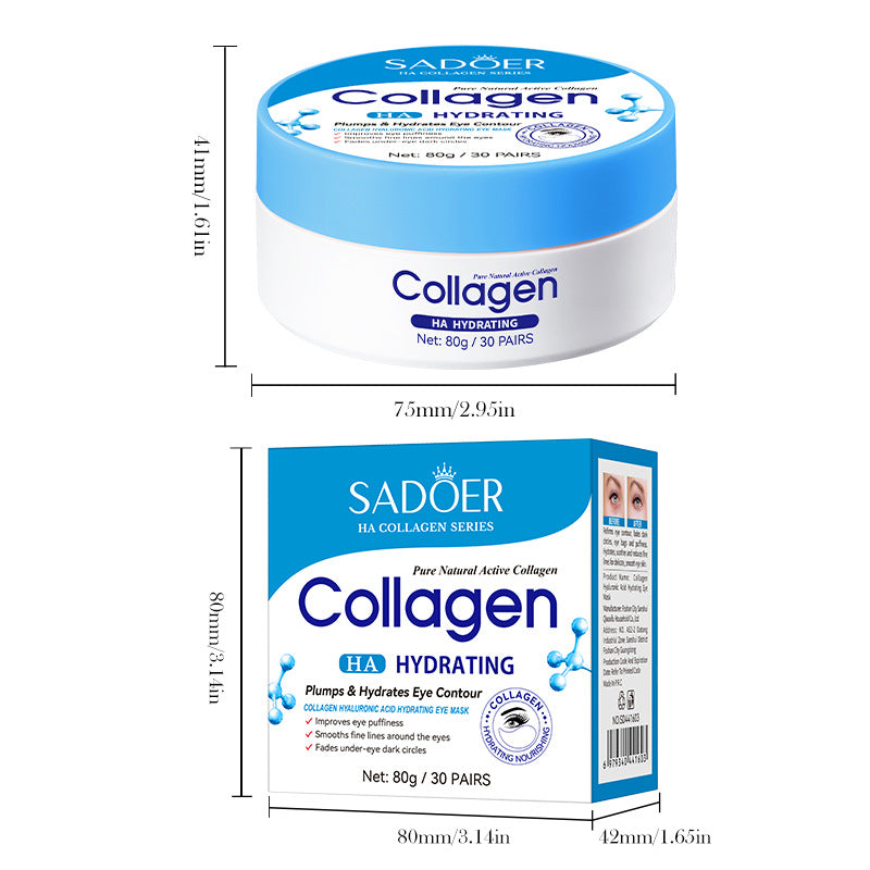 Collagen Hyaluronic Acid Eye Mask for Skin Care - 30 Pairs, All Skin Types