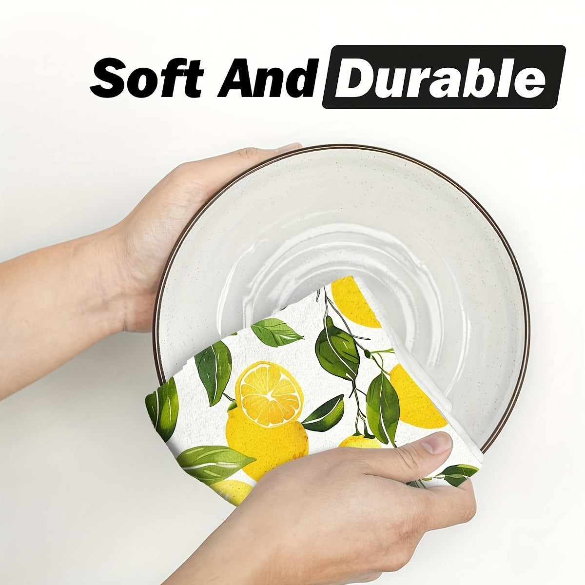 Green Lemon Dishwashing Scouring Pad Set - Microfiber Kitchen Cleaning Sponges