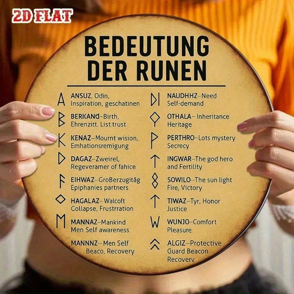 8-Inch German Rune Alphabet Wall Plaque - Viking Decor