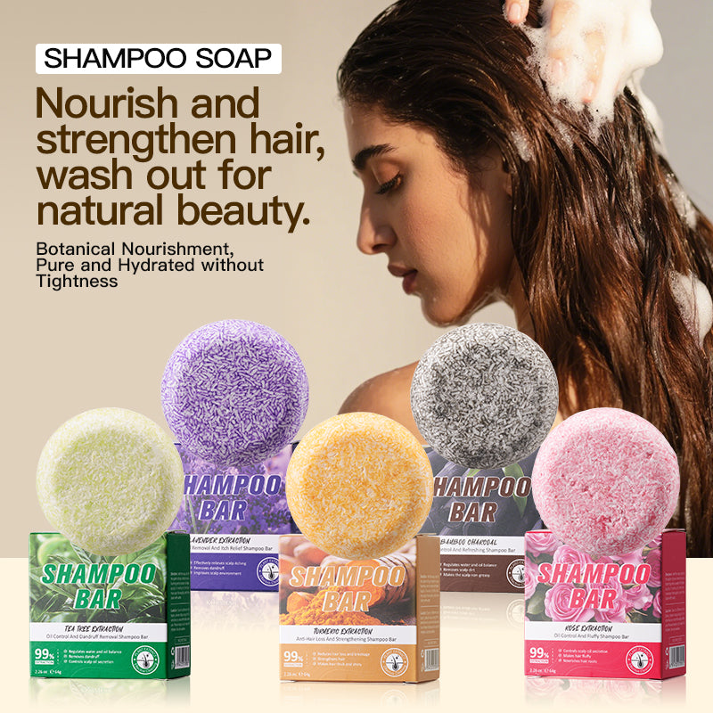 Bamboo Charcoal Oil Control Shampoo Soap - 64g, Refreshing Hair Care