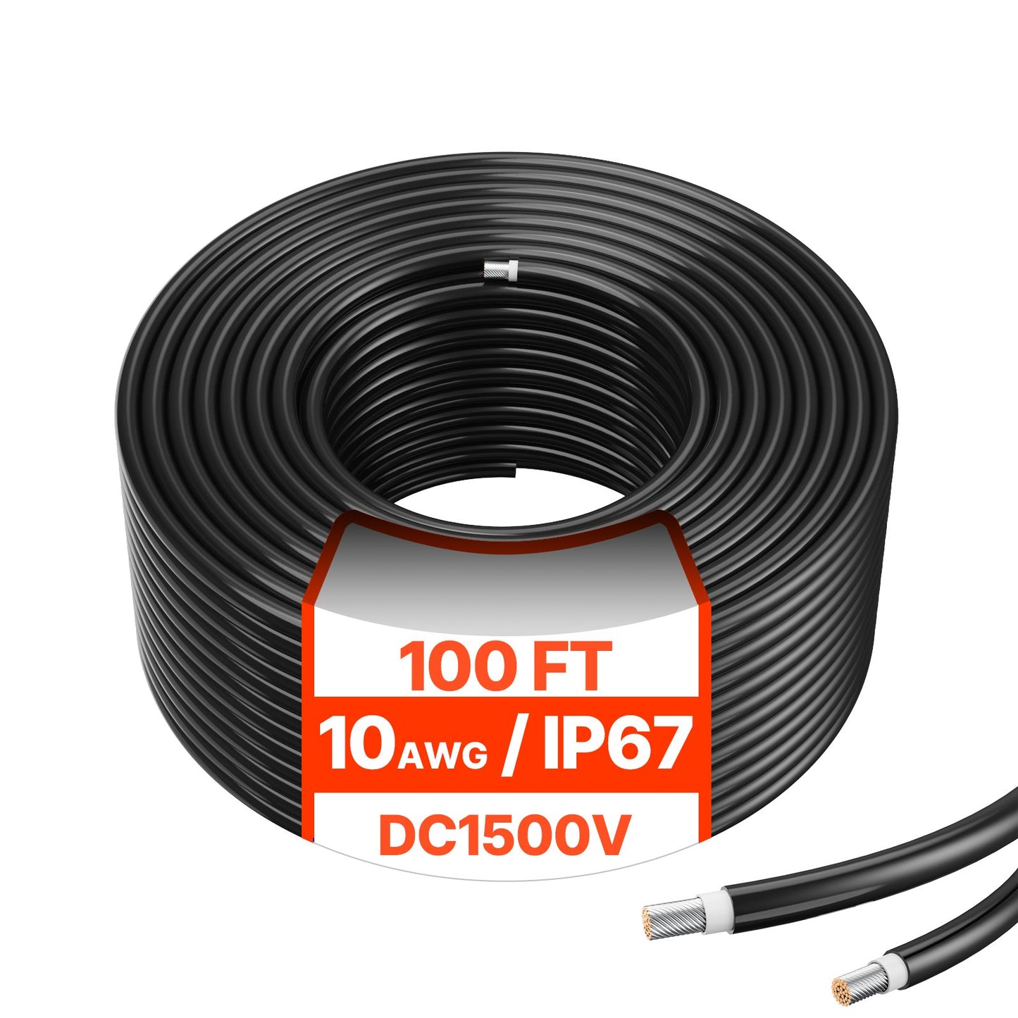 100FT Solar Panel Extension Cable 10AWG Waterproof Black