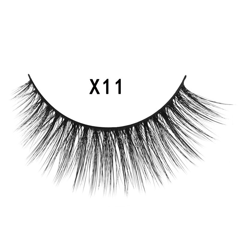 3D Mink Hair False Eyelashes 3 Pairs - Natural Cross Style, Handmade