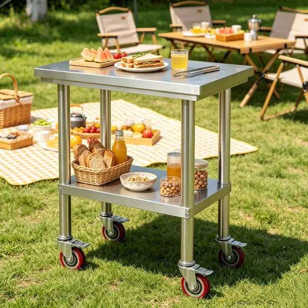 Sleek - 1 X Metal Work Table With Adjustable Height And Shelf For