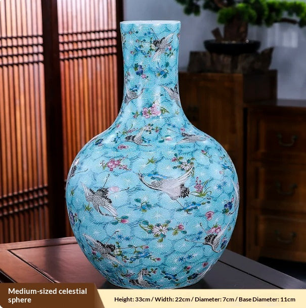 Large Ceramic Vase with Enamel Finish - Elegant Home Decoration