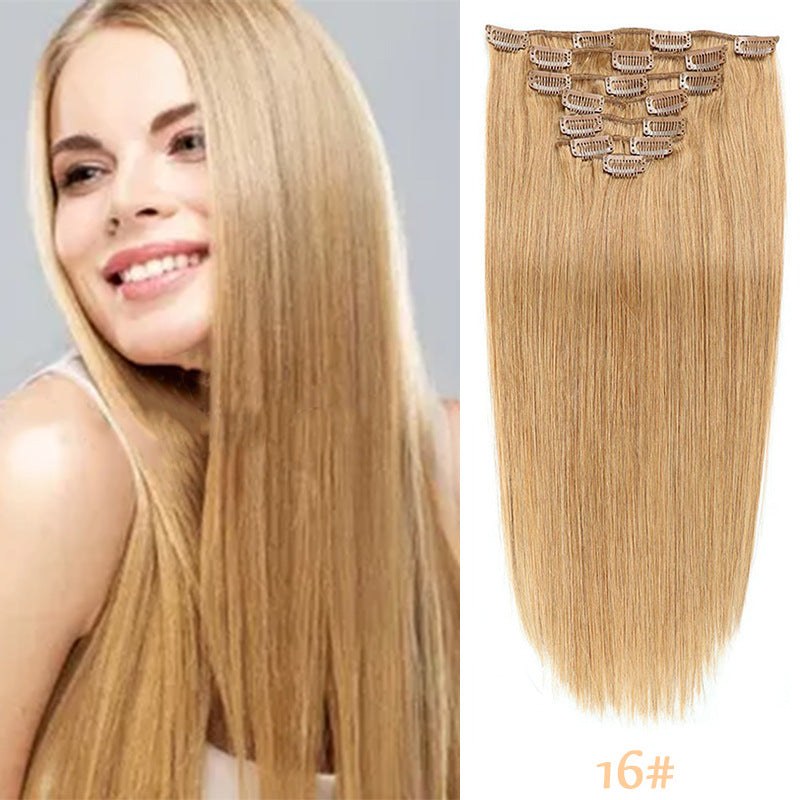 Clip-in Human Hair Extensions 14 Inches 70g Seven-Piece Set for All Hair Types