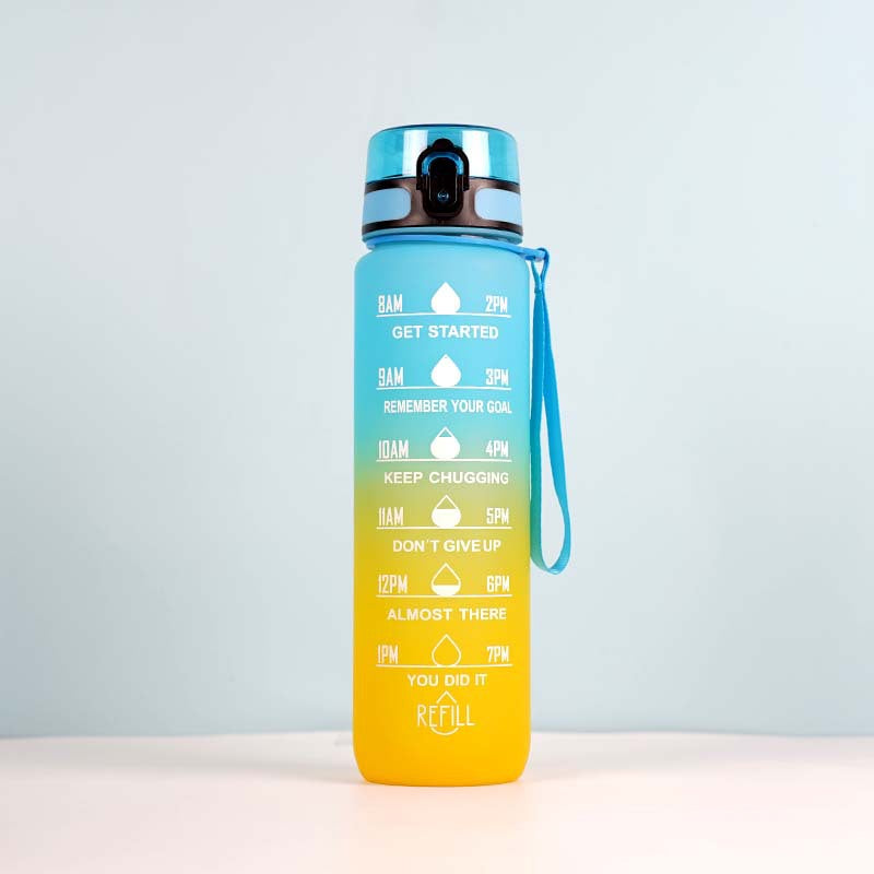 Large Capacity Sports Water Bottle - Gradient Cup with Lanyard 1000ml