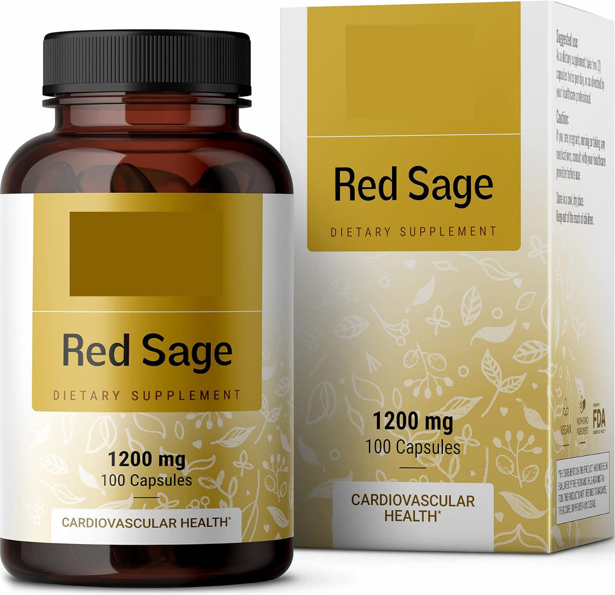 Salvia Miltiorrhiza Red Ginseng Capsule Supplement - 100 Tablets