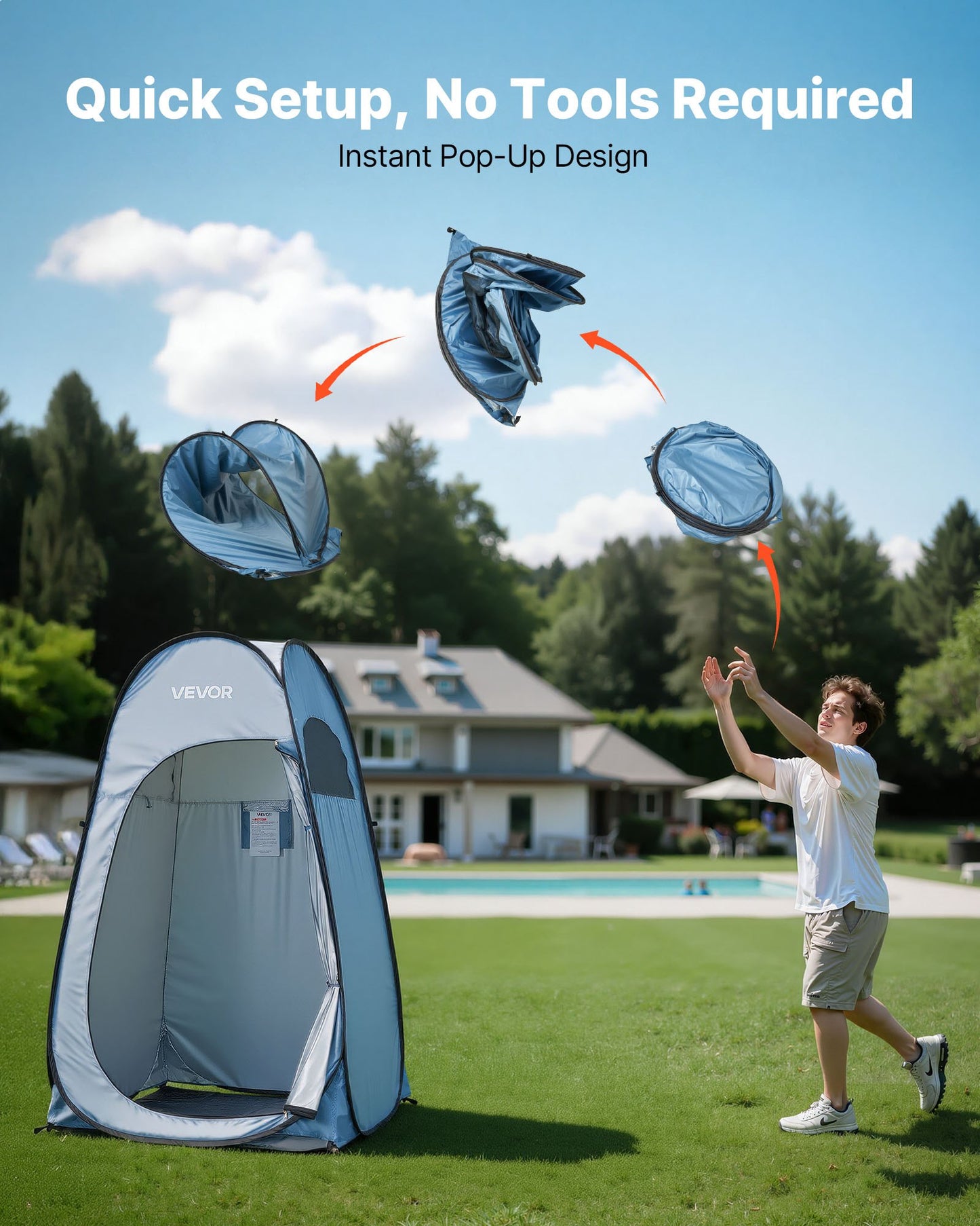 Portable Pop Up Shower Tent with Privacy Design & Accessories