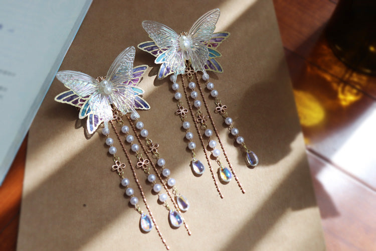 Butterfly Hairpin with Tassel - Hanfu Hair Accessory