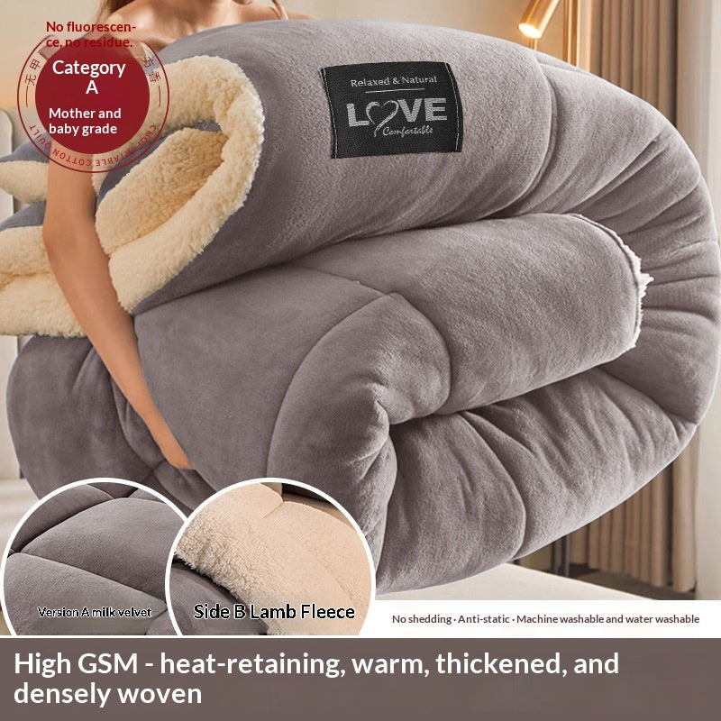 Winter Fleece Comforter Duvet Insert - Cotton-Filled Bedding for Cold Weather