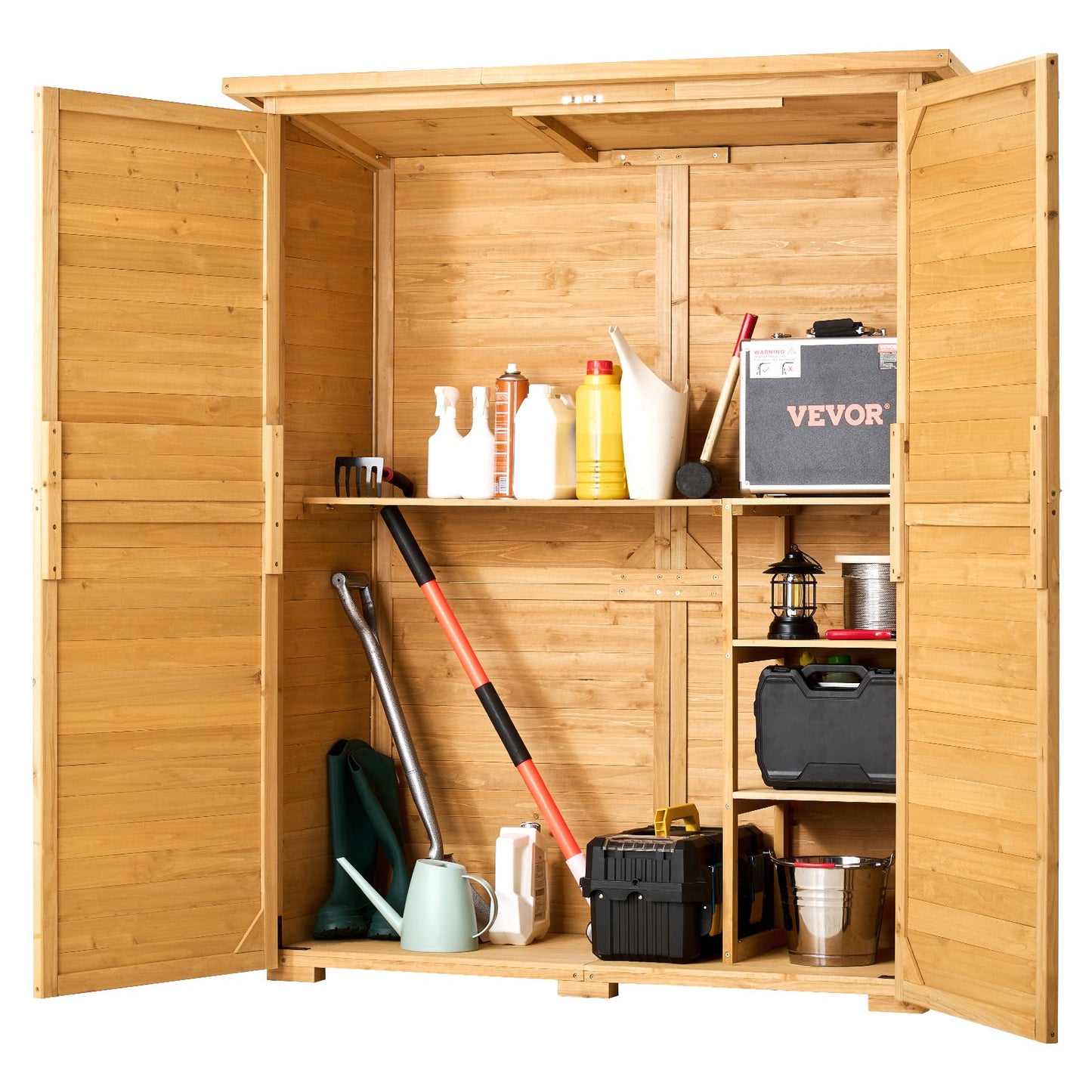 Waterproof Outdoor Wooden Storage Shed - Khaki, 55x67.5 Inch